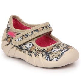 Ballerina hjemmesko med velcro beige Jr. Befado