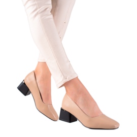 Stilfulde pumps i læder La.Fi beige