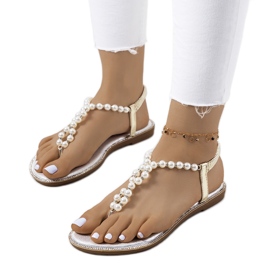 Gyldne sandaler med Tana perler gylden