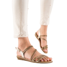 Primavera Gyldne sandaler med cubic zirconia gylden