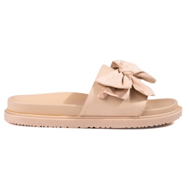 J. Star Platform hjemmesko med sløjfe beige