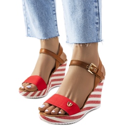 Røde espadriller på Storey wedge brun