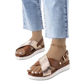 Brune sandaler med metallisk Myrtle-indlæg gylden