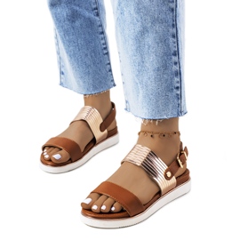Brune sandaler med metallisk Larochelle-indlæg gylden