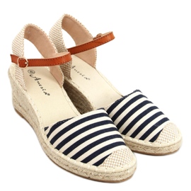 Irma Blå stribede espadriller beige marine blå