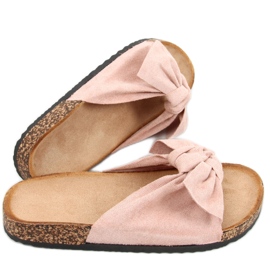 Cork hjemmesko med en lilla pink sløjfe lyserød
