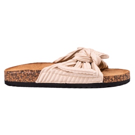 Bestelle Stilfulde flip-flops med sløjfe beige