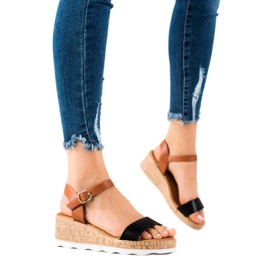 Cm Paris Klassiske kile sandaler brun sort