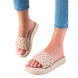 Mannika Hjemmesko på platformen beige