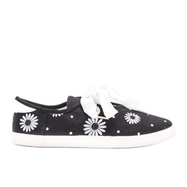 Sorte Hursti blomstrede sneakers hvid
