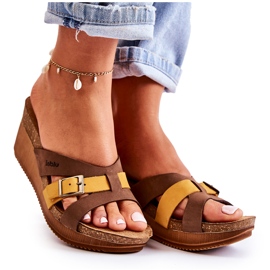 Dame hjemmesko On Wedge Inblu EN000024 Brun-Gul