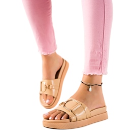 MIKA Stilfulde beige flip-flops brun