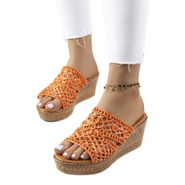 Claras orange wedge hjemmesko