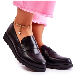 Læder Wedge Loafers La.Fi Sort Alannah
