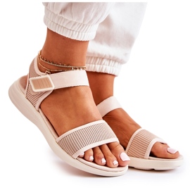 PE1 Komfortable sandaler til kvinder med velcro beige Sidney