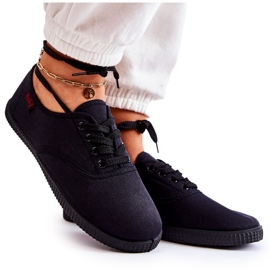 PE1 Klassiske sneakers til kvinder bundet sort Dellis