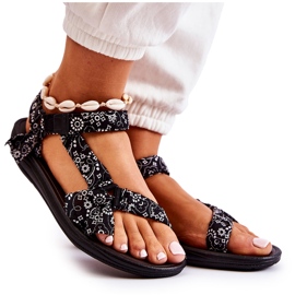 Kvinder sorte Venna velcro sandaler hvid