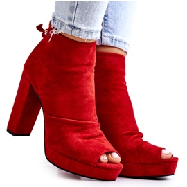 WS1 Støvler på en bar med åbne tæer Red Adore rød