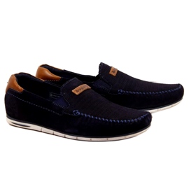 Læder loafers Bugatti M HH153084 marineblå brun marine blå