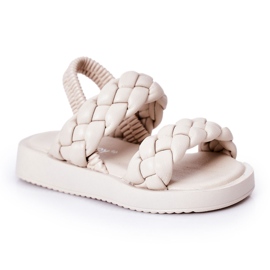 FR1 Børnesandaler med ribbet beige cutie-pie