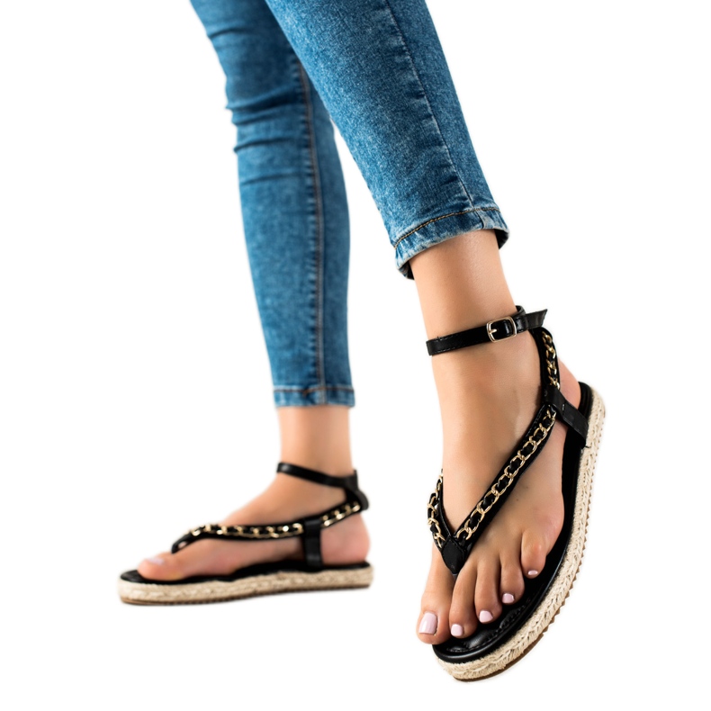 Seastar Flip-flops sandaler med en dekorativ kæde sort