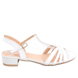 Sparkle White lavhælede sandaler hvid