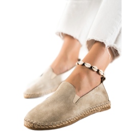 T.Sokolski Klassiske læder espadriller beige brun