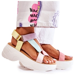 FB1 Damesandaler til sommer Beige-Gul Aurela violet blå lyserød