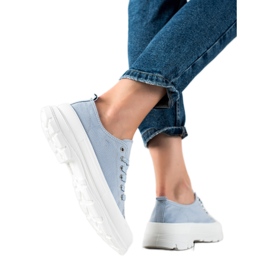 SHELOVET Blå sneakers på platformen