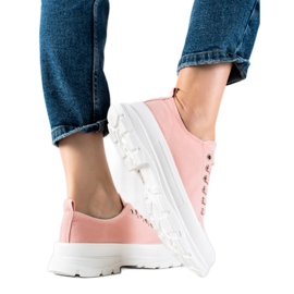 SHELOVET Lyserøde sneakers på platformen
