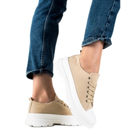 SHELOVET Beige sneakers på platformen