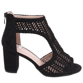 Boho gennembrudte sandaler Vivian Black sort