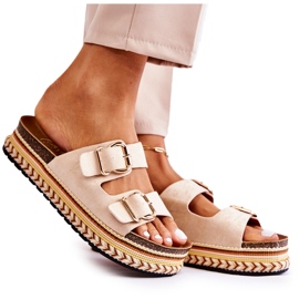 FE1 Dame hjemmesko Spænder Beige Melissa