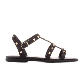 Marco Shoes Lædersandaler med guld nitter sort