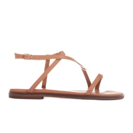 Marco Shoes Lædersandaler med flad bund brun
