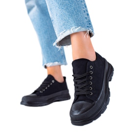 SHELOVET Sorte sneakers på platformen