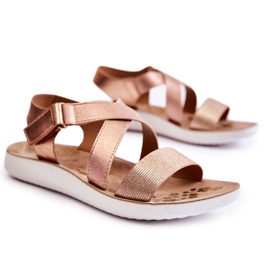 S.Barski Børnesandaler med velcro pink guld Alise gylden gylden