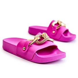 FK1 Gummi hjemmesko til børn med en dekorativ kæde Fuchsia Suzie lyserød