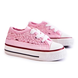 Børnesneakers med blonder hvid Roly-Poly lyserød