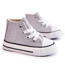 Børne sneakers høj sølv Catrina