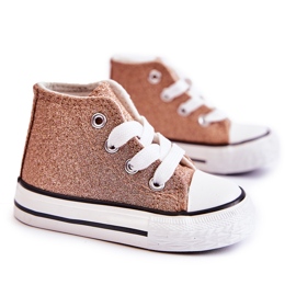 Børne sneakers høj pink guld Catrina gylden gylden