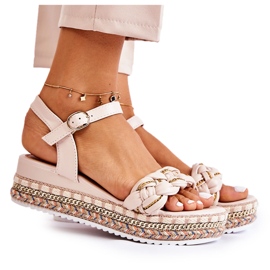 PS1 Damesandaler Beige Chaves gylden