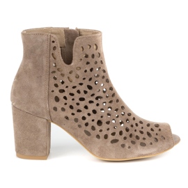 Exquisite Dame gennembrudt læderstøvler 1184 cappuccino beige