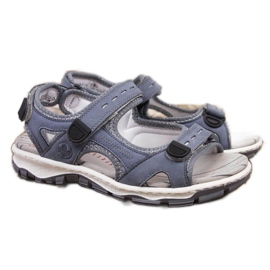 Lædersandaler med velcro Rieker W RKR458 blå