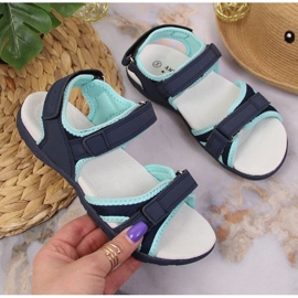 Velcro-sandaler American Club Jr AM898B marineblå-mint marine blå