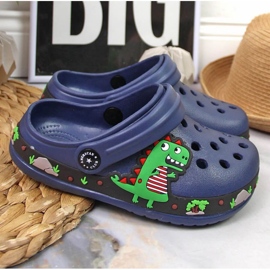 American Club Jr.AM900B marineblå hjemmesko med en dinosaur marine blå
