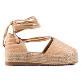 SHELOVET Bundne espadriller på platformen beige