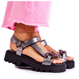 Lædersandaler Med Velcro Maciejka L5009-41 Mørk Sølv