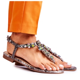 PG2 Damesandaler Flip-flops med Cubic Zirconia Grå Ivanne