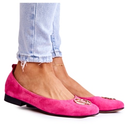 Ruskindsballerinaer til kvinder med Nicole-dekoration 2746 Fuchsia lyserød